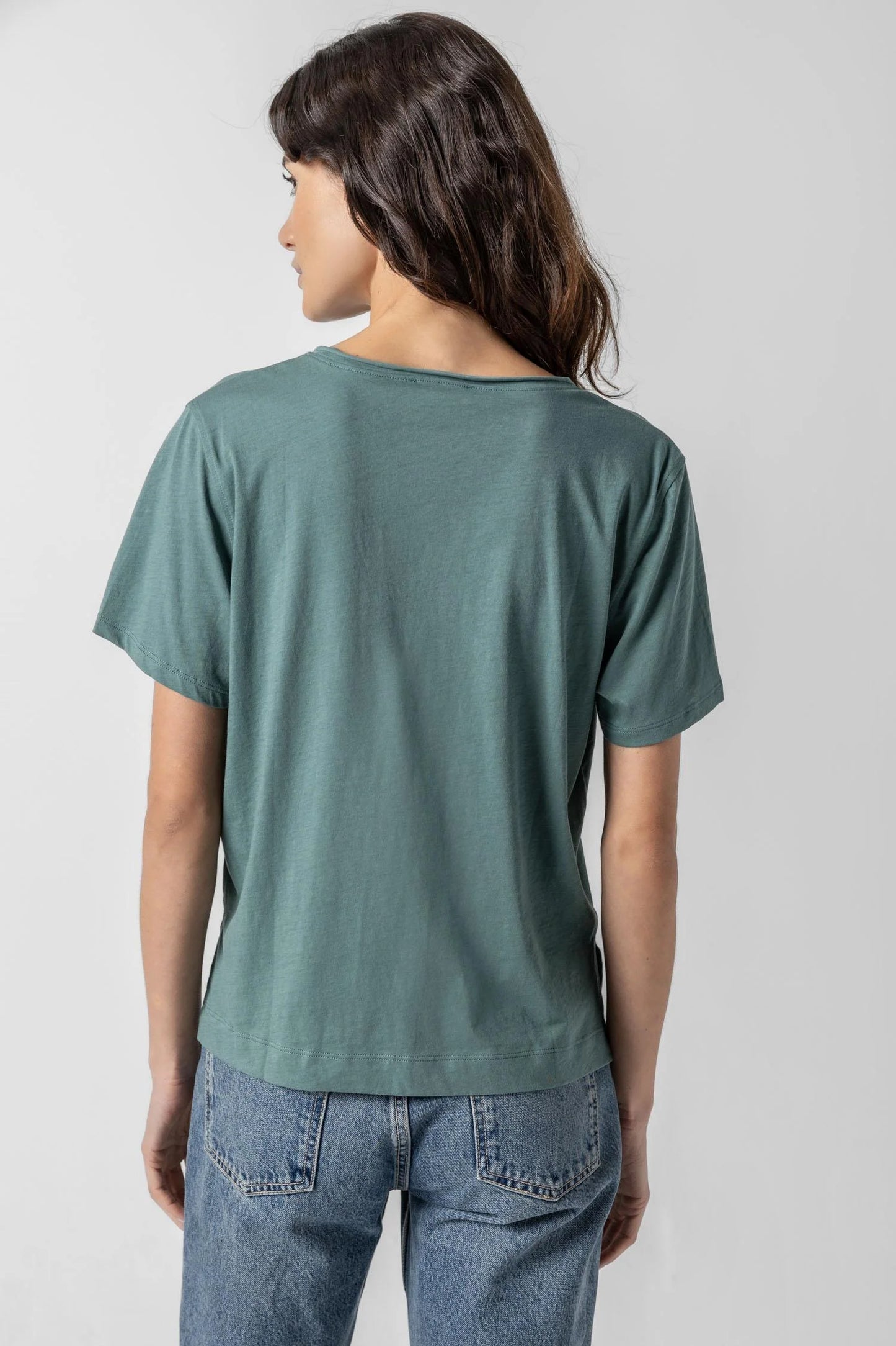 Lilla P. ~  Easy Short Sleeve V-Neck - Vine