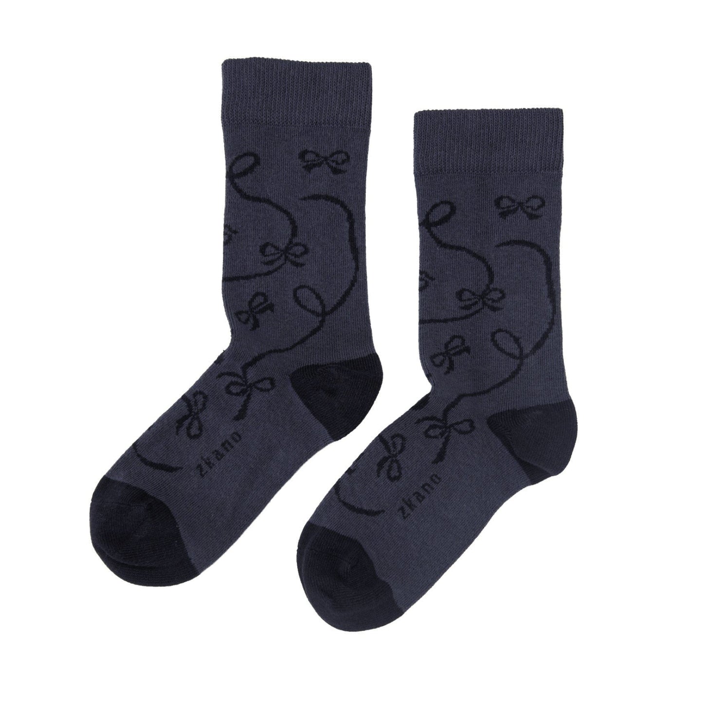 ZKano  ~  Ribbon Organic Cotton Crew Socks - Dark Indigo
