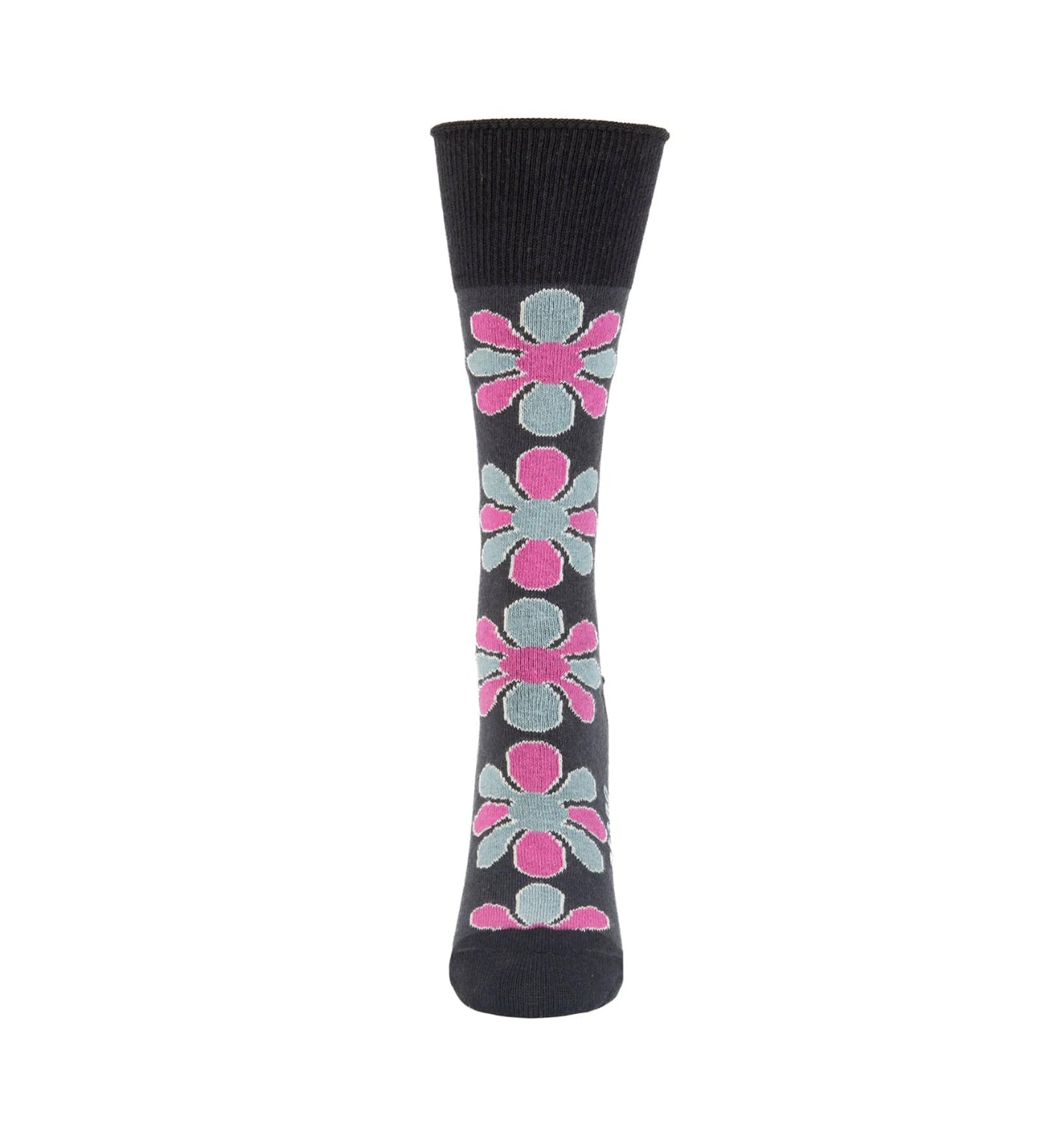 Zkano  ~  Blossom, Mid Calf Roll Top, Organic Cotton Socks - Black