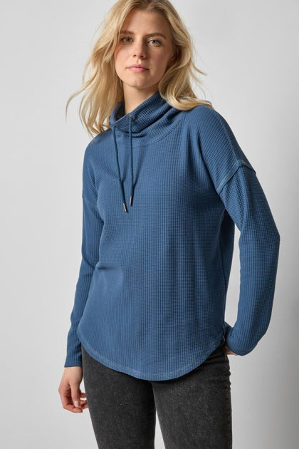 Lilla P. ~  Textured Waffle Mock Neck - Ink