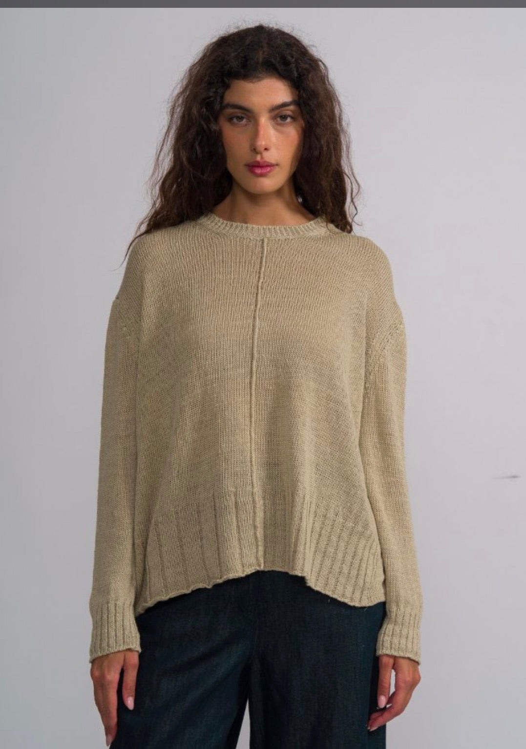 MJW  ~  Round Neck Pullover - Flax