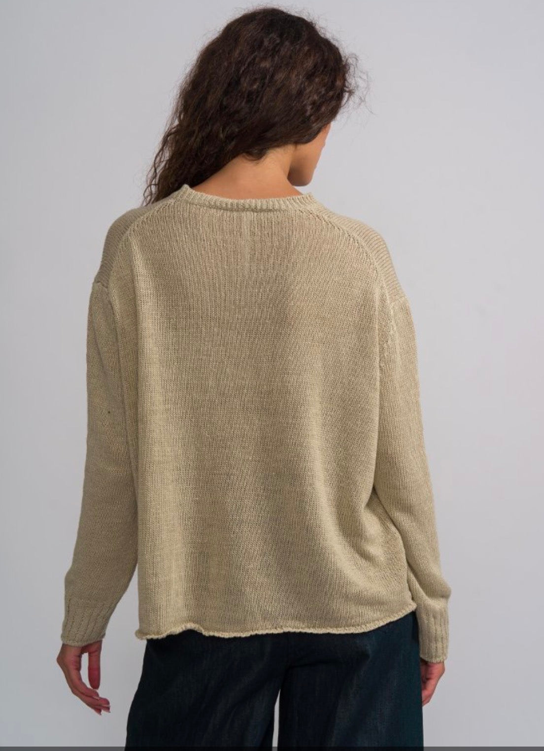 MJW  ~  Round Neck Pullover - Flax