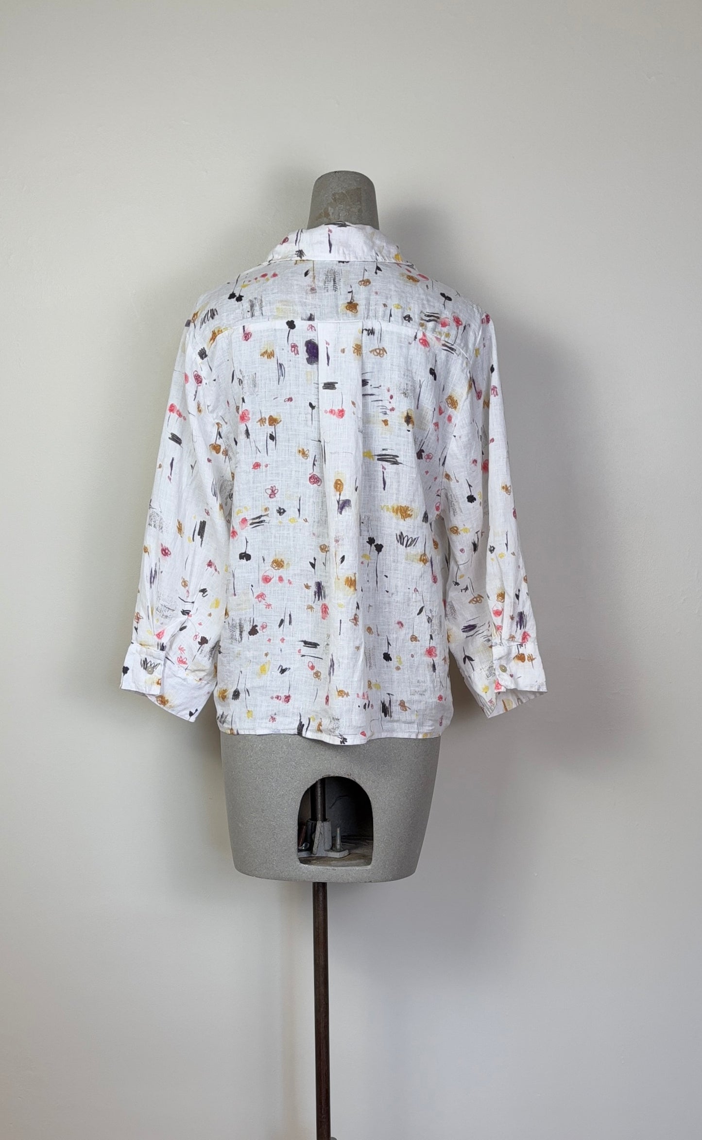 Cut Loose  ~  Crop Linen Shirt - Graffiti Floral