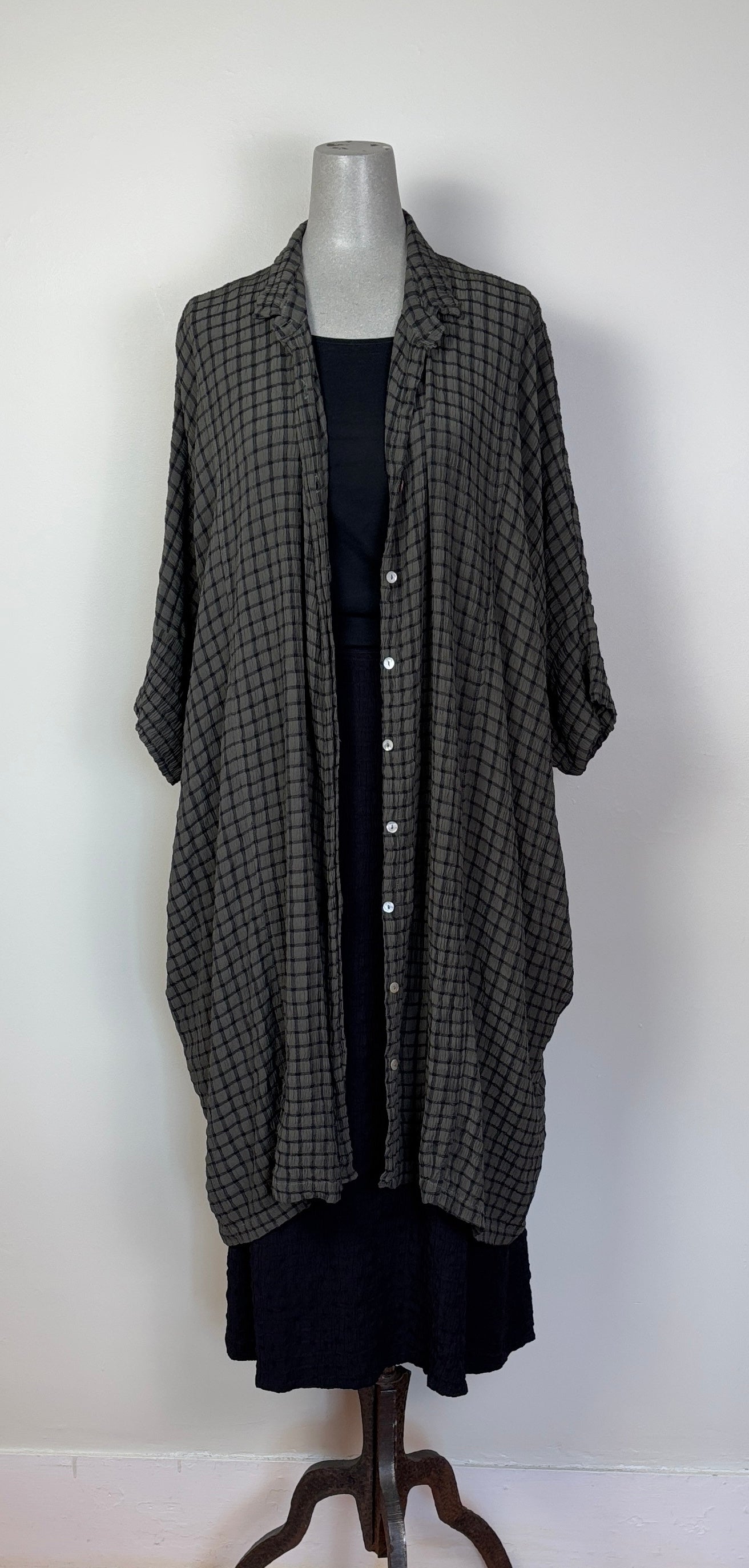 Cut Loose  ~  Kimono Shirt Dress - Clay Check