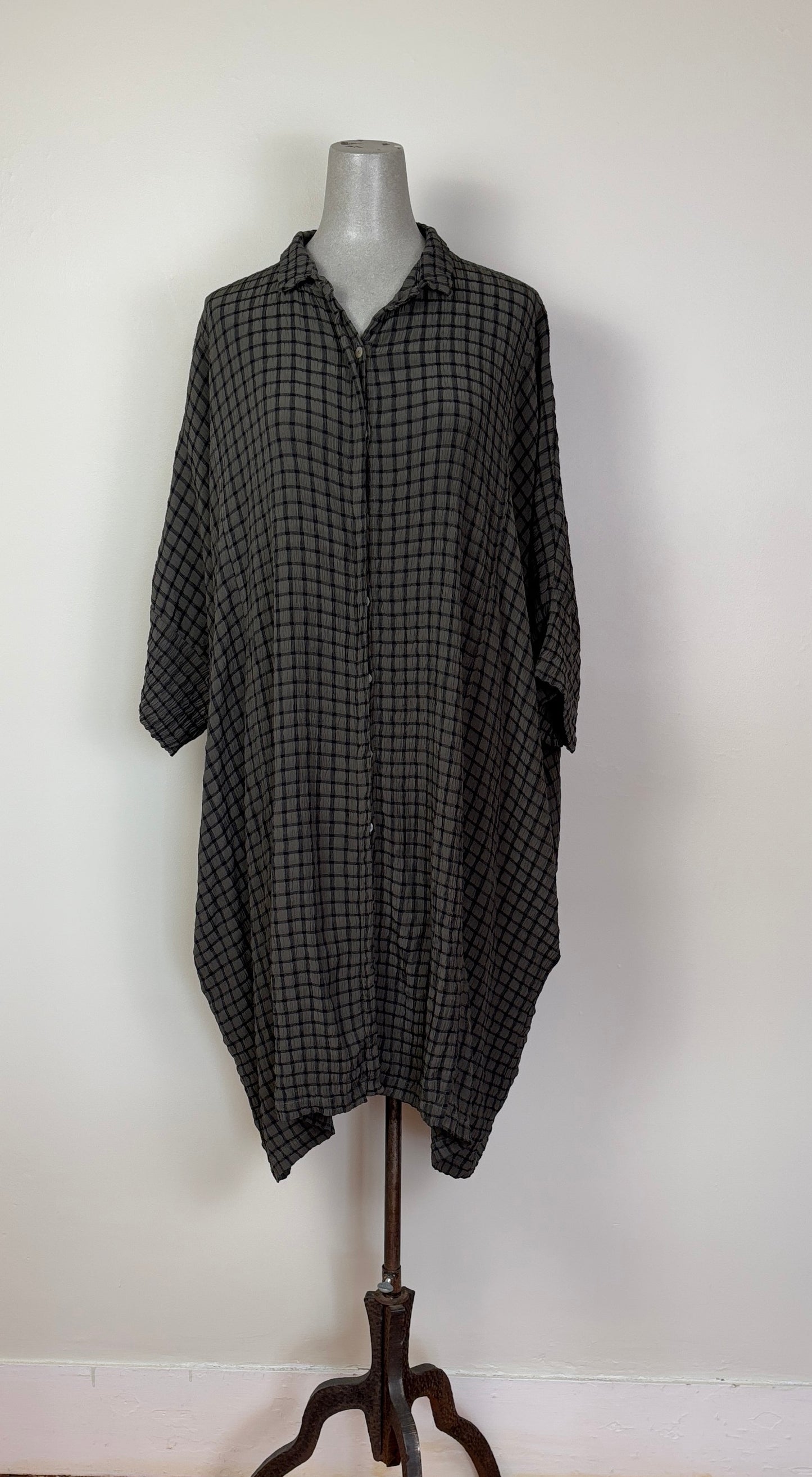 Cut Loose  ~  Kimono Shirt Dress - Clay Check