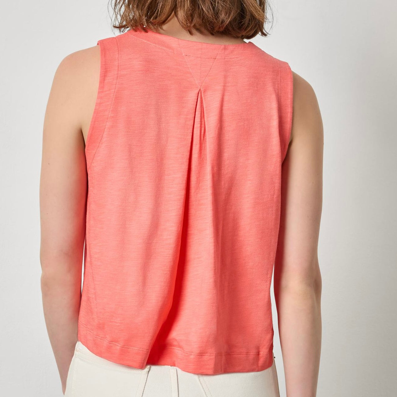 Lilla P. ~  Pleat Back Split Neck Tank - Sunkist