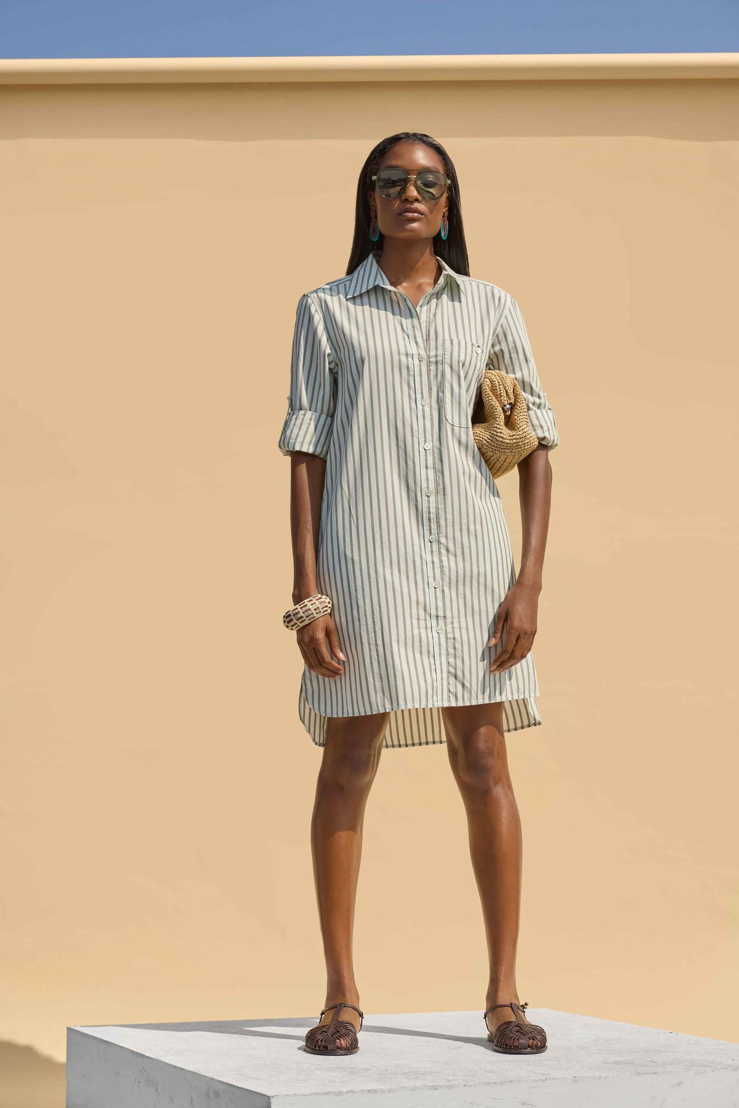 Lilla P. ~  Striped Shirtdress - Pool Stripe
