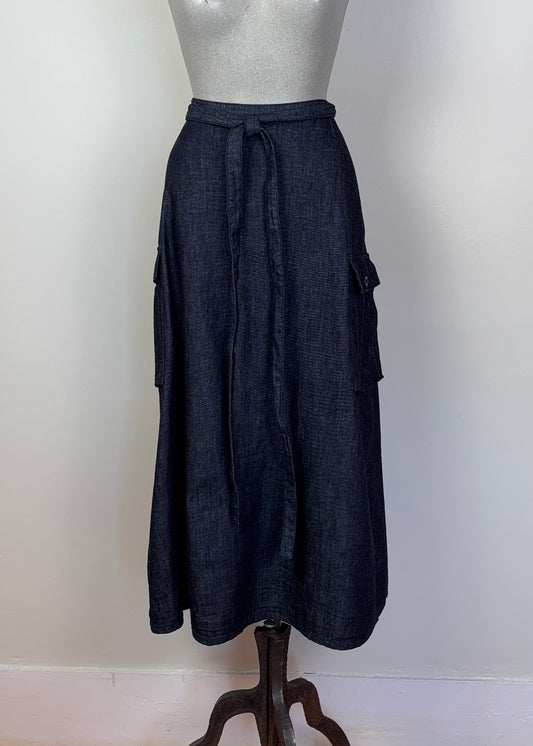 UQNATU  ~  Cargo Wrap Skirt - Denim