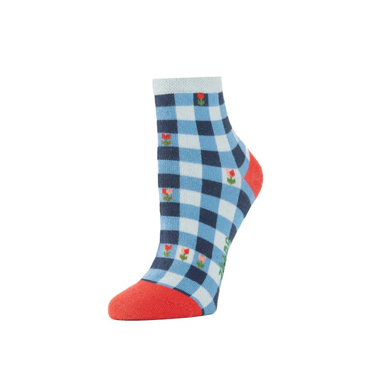 ZKano  ~  Tulip Check Anklet - Sky Blue