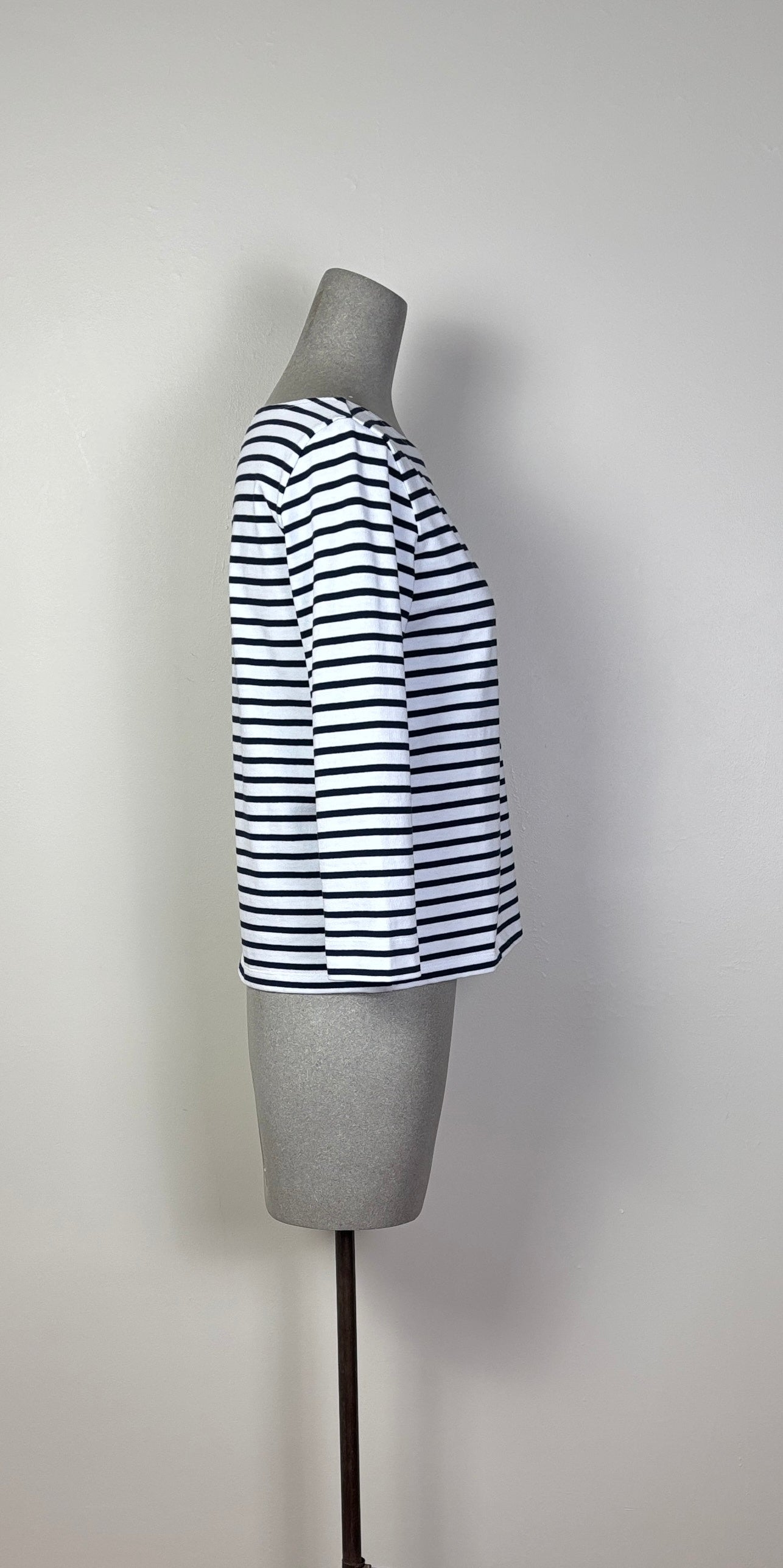 Lilla P. ~  French Boatneck Top - Dark Navy Stripe