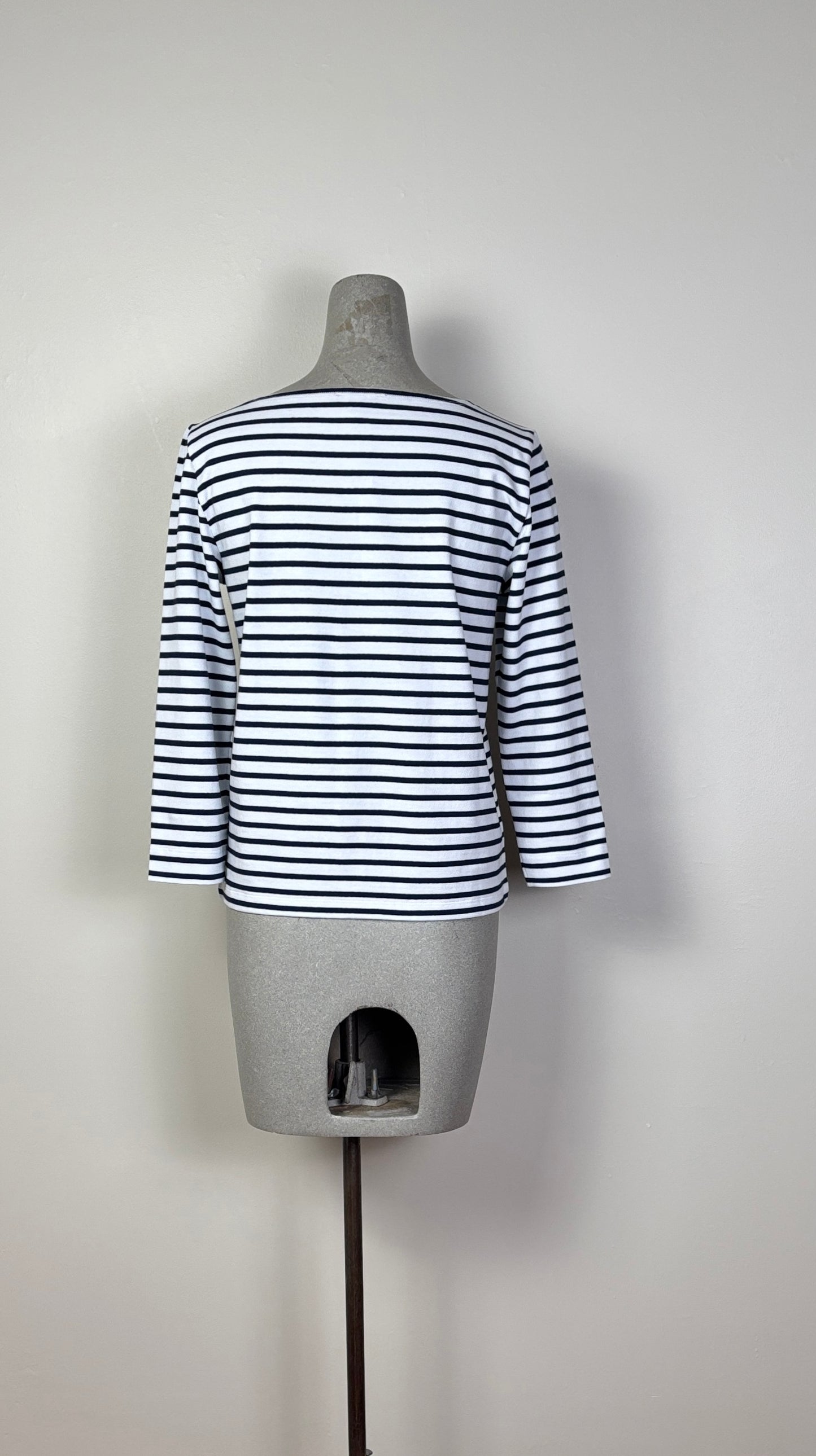 Lilla P. ~  French Boatneck Top - Dark Navy Stripe