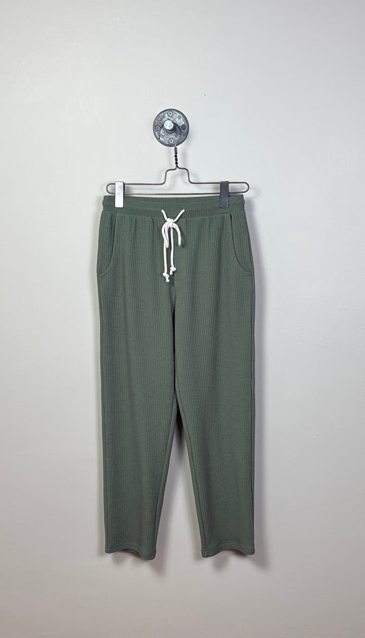 Lilla P. ~  Drawcord Waffle Pant - Seagrass