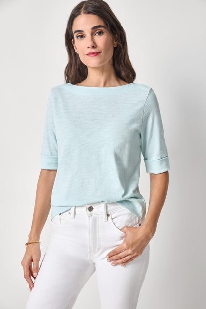 Lilla P. ~  Cuffed Sleeve Boatneck - Seabreeze