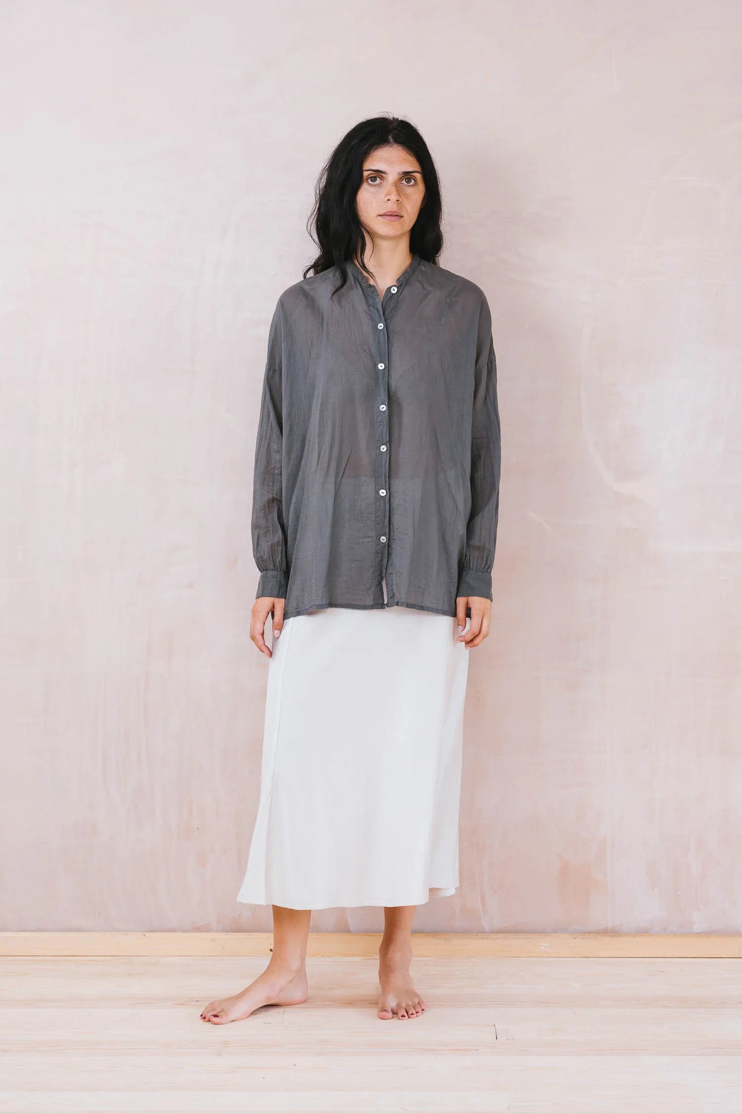 Sula  ~  Button Thru Shirt - Gunmetal