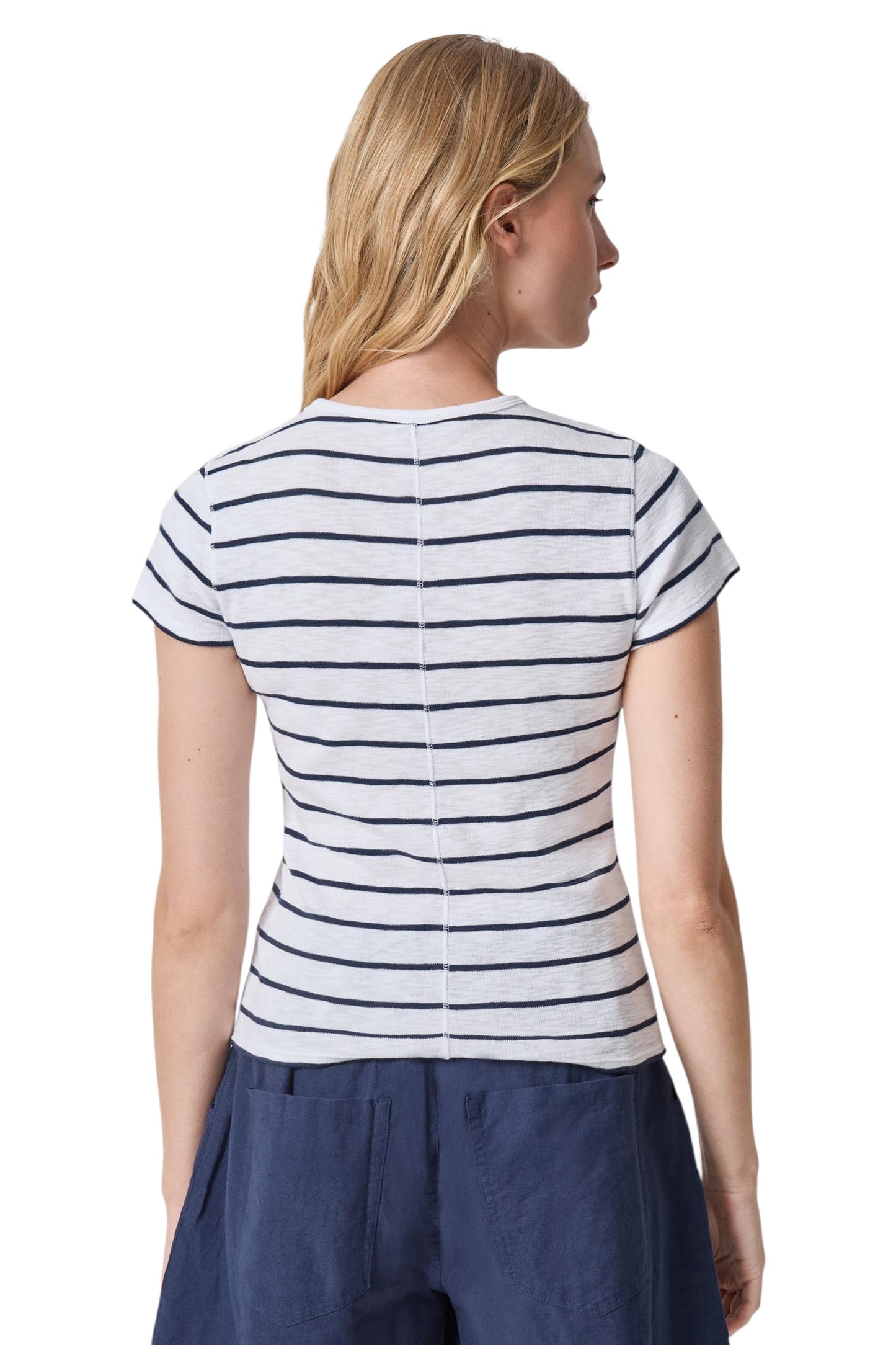 Lilla P. ~  Striped Short Sleeve - Navy/White