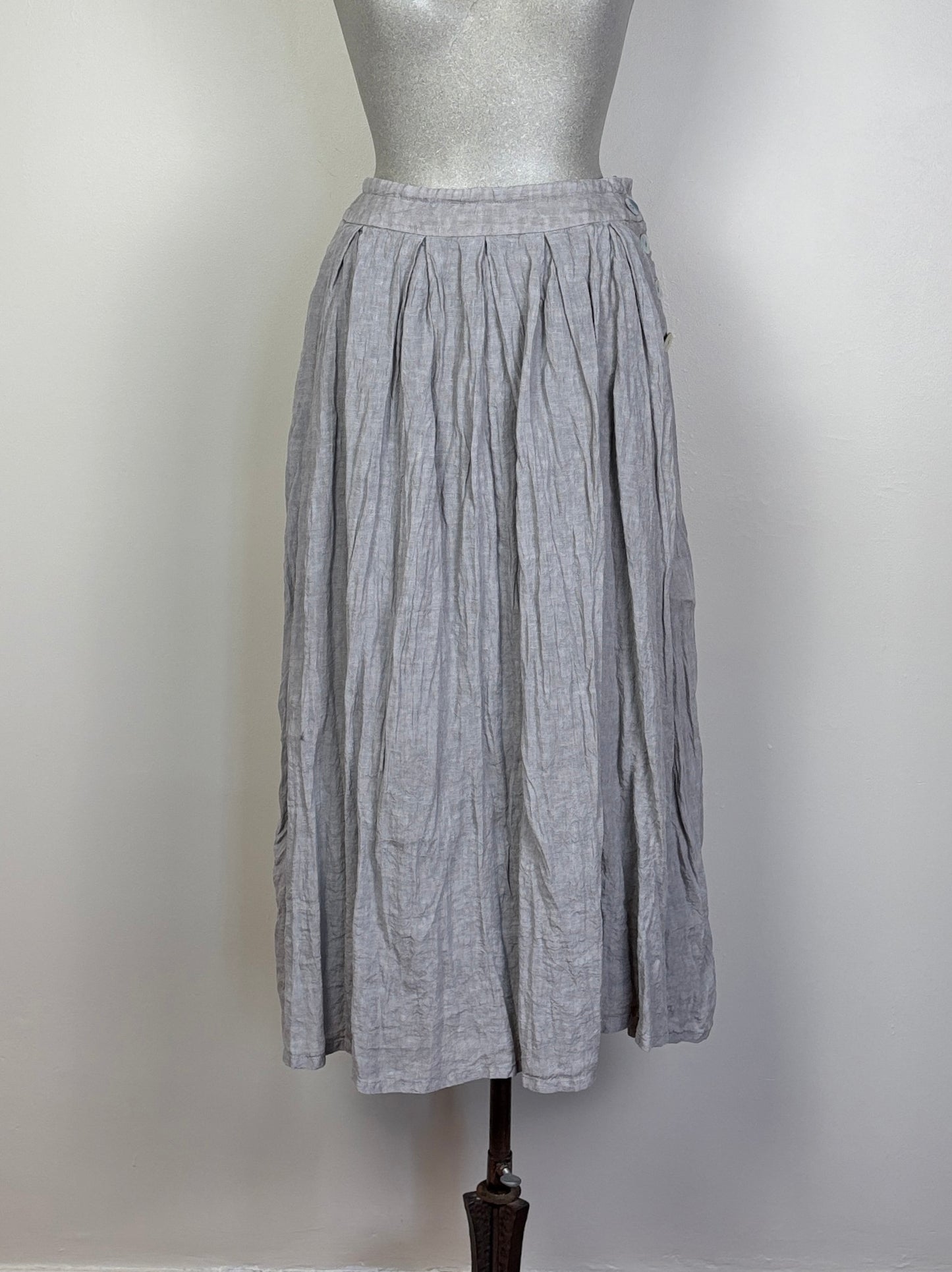 Pas de Calais  ~  French Linen Box Pleat Skirt - Grey