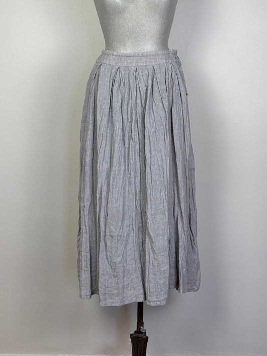 Pas de Calais  ~  French Linen Box Pleat Skirt - Grey