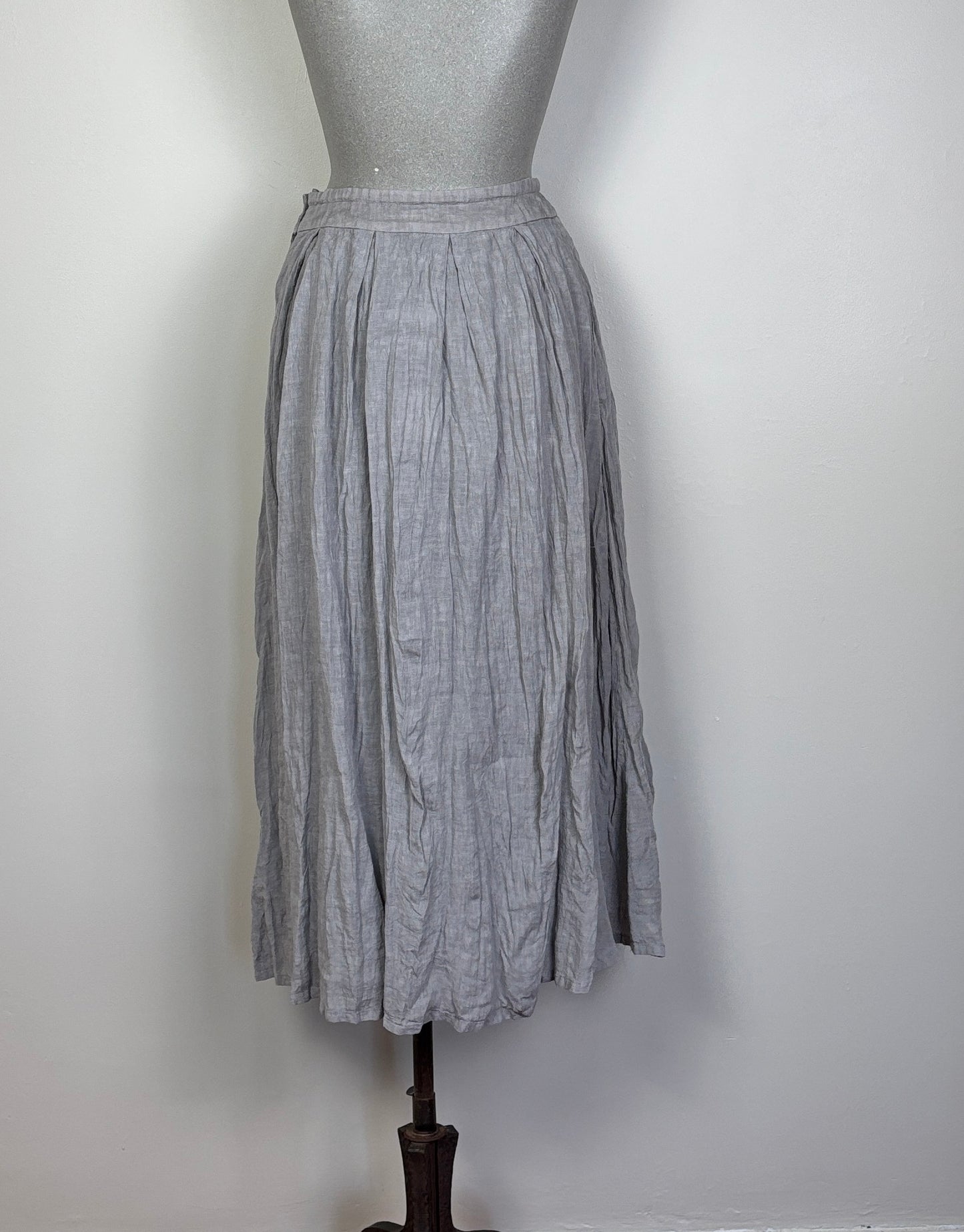 Pas de Calais  ~  French Linen Box Pleat Skirt - Grey