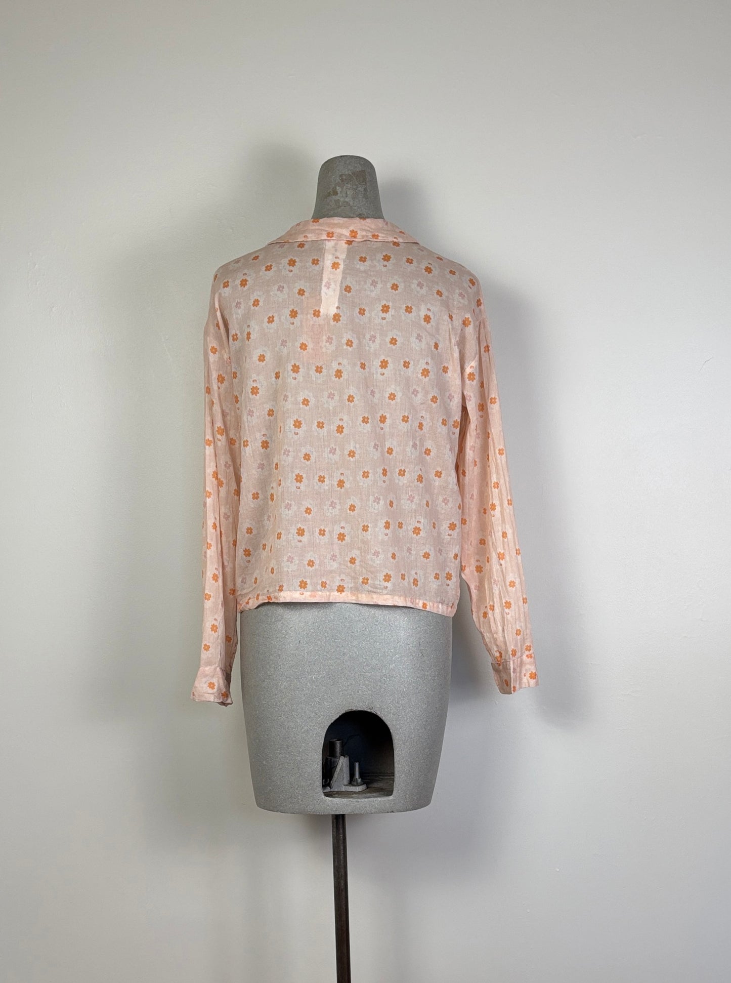 Sula  ~  Round Collar Shirt - Orange Flower
