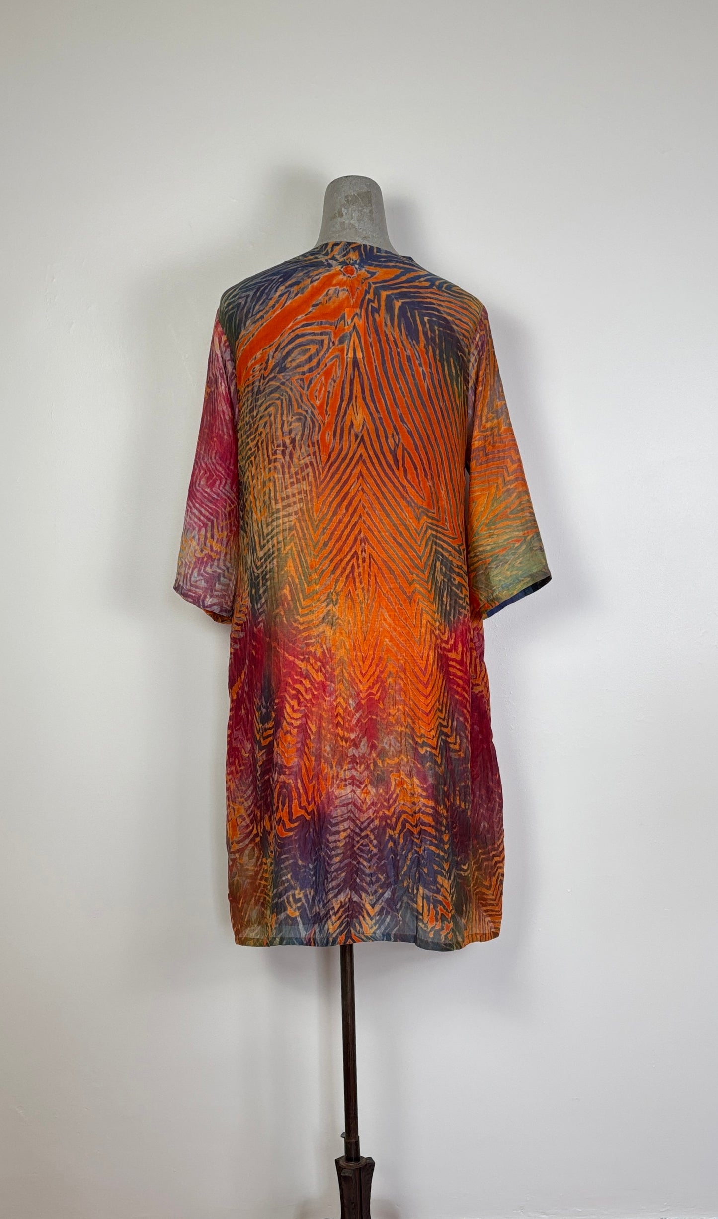 Neeru Kumar ~  Button Front Dress - Red/Orange Multi
