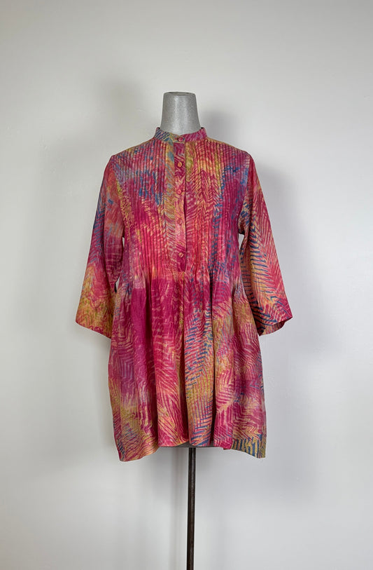 Neeru Kumar  ~  Pleat Front Tunic - Yellow/Pink Multi