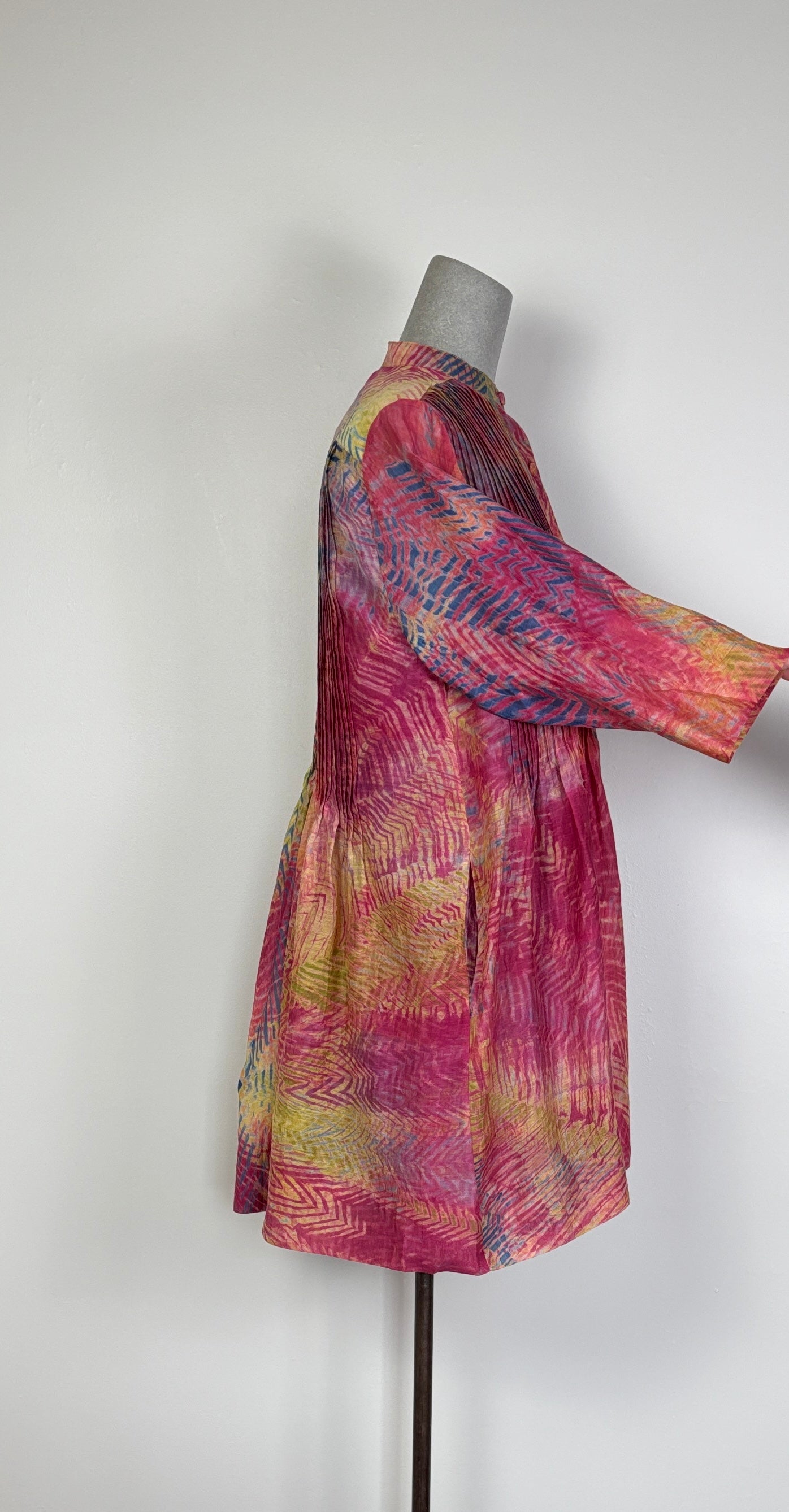 Neeru Kumar  ~  Pleat Front Tunic - Yellow/Pink Multi