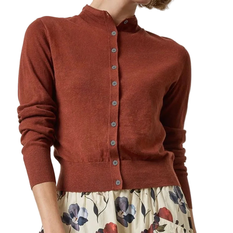 Lilla P. ~  Funnel Neck Cardigan - Maplewood