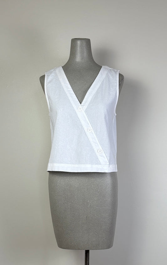 Lilla P. ~  Cross Front Sleeveless Top -White