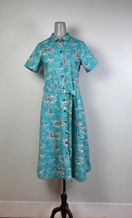 Utility  ~  Round Collar Shirt Dress - Blue Birds