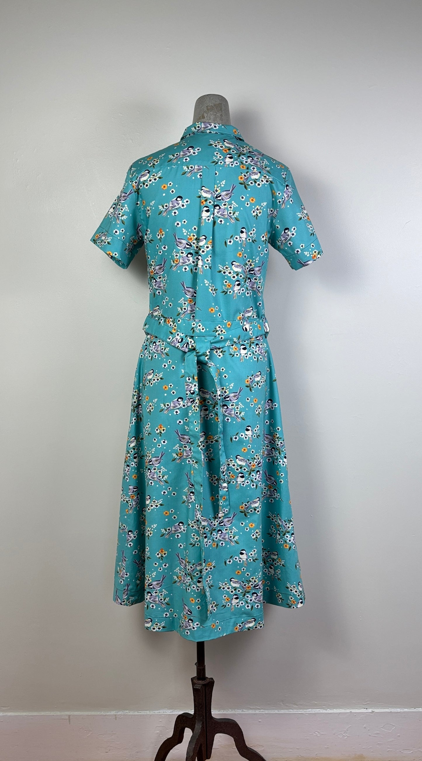 Utility  ~  Round Collar Shirt Dress - Blue Birds