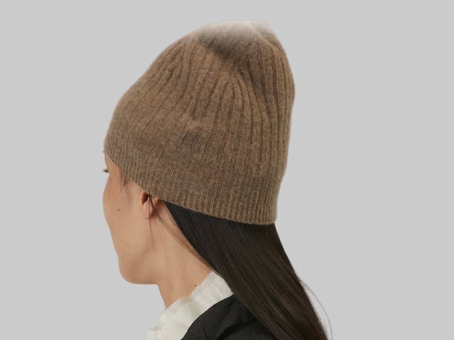 Pas de Calais  ~  Fine Wool Ribbed Beanie - Brown