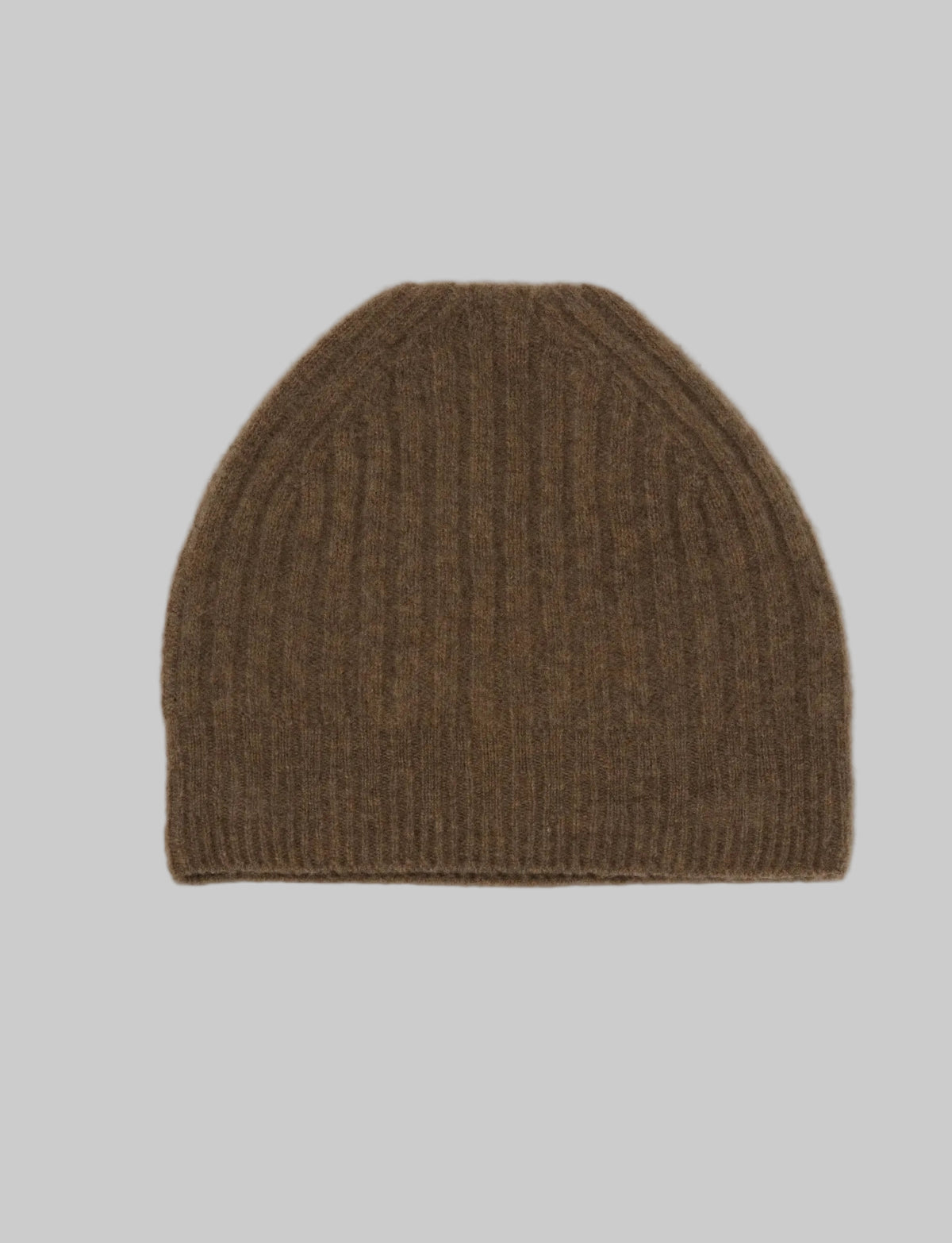 Pas de Calais  ~  Fine Wool Ribbed Beanie - Brown