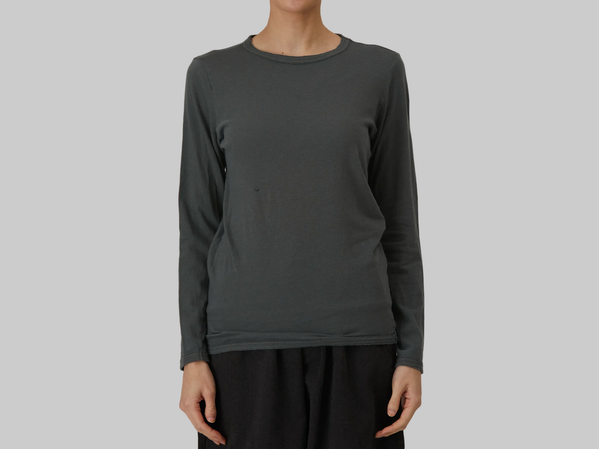 Pas de Calais  ~  Cotton Wool Jersey Rib Mix Crewneck - Gray