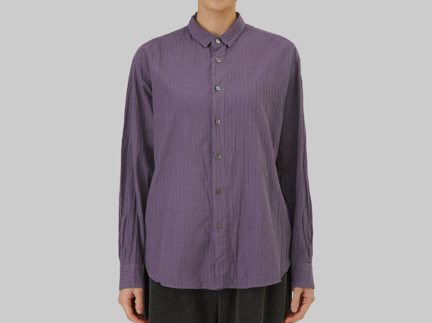 Pas de Calais  ~  Organic Cotton Dobby Stripe Standard Shirt - Lavender