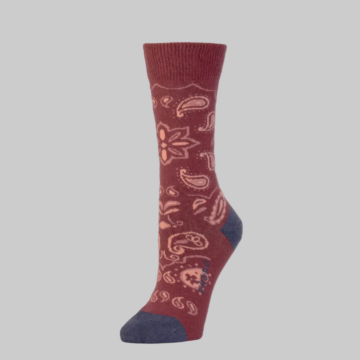 Zkano   ~  Bandana Crew Socks - Oxblood
