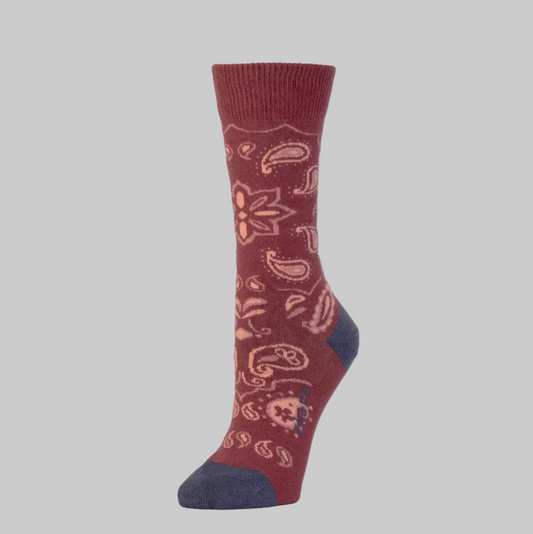 Zkano   ~  Bandana Crew Socks - Oxblood