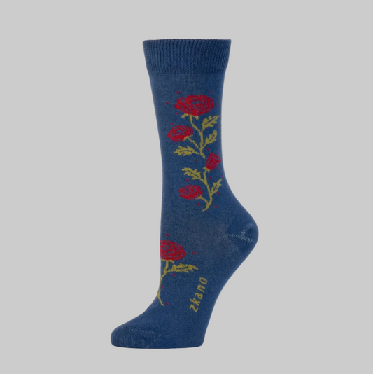 Zkano   ~  Rhinestone Rose Crew - Navy