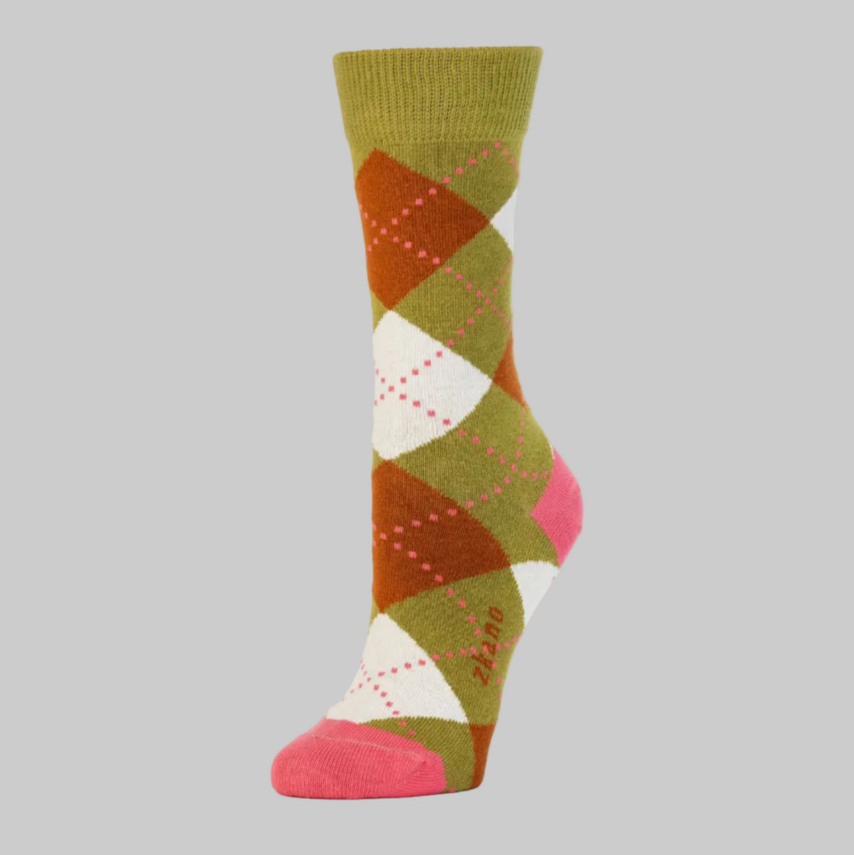 Zkano   ~  Classic Argyle Crew - Avocado