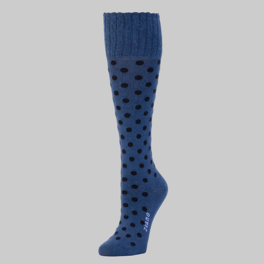 Zkano   ~  Betty Polka Dot Knee High - Navy