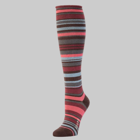 Zkano   ~  Variegated Stripe Knee High - Ash Brown