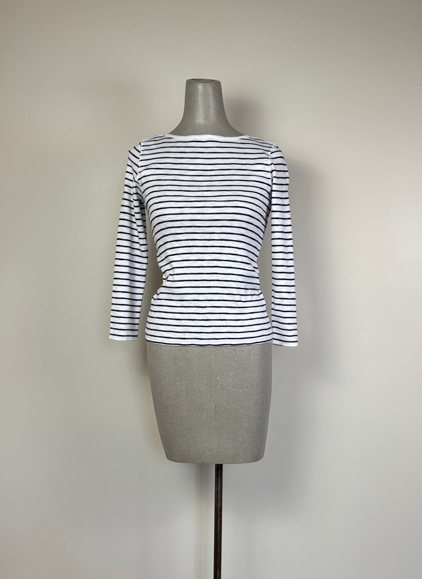 Lilla P. ~  3/4 Sleeve Boatneck - Black Stripe