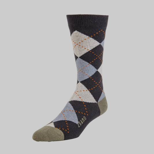 Zkano   ~  Classic Argyle Crew - Black