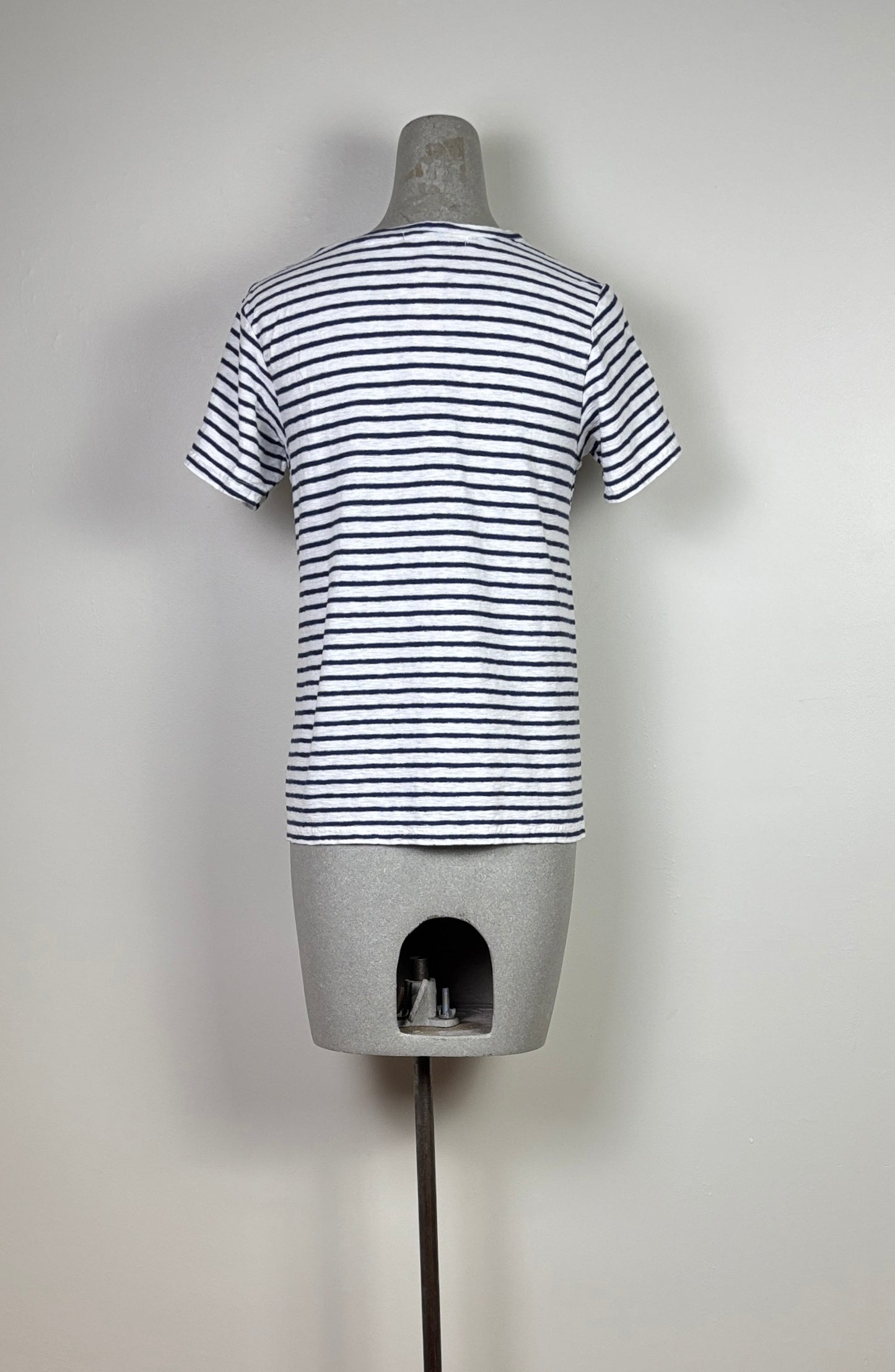Cut Loose  ~  Short Sleeve Cropped Stripe Top - Navy/Laundered