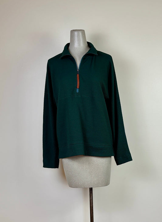 Lilla P. ~. Dolman Oversized Half Zip - Spruce