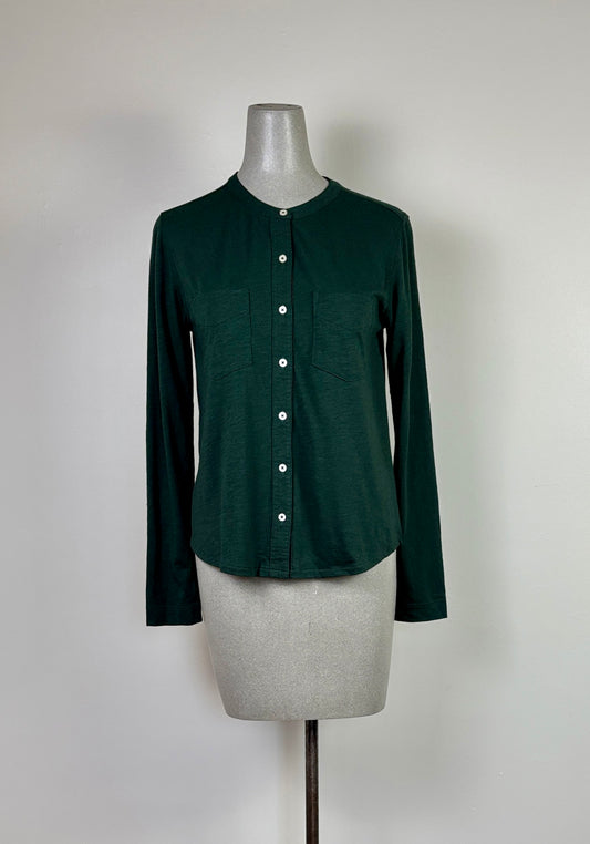 Lilla P. ~  Mandarin Collar Button Down - Spruce
