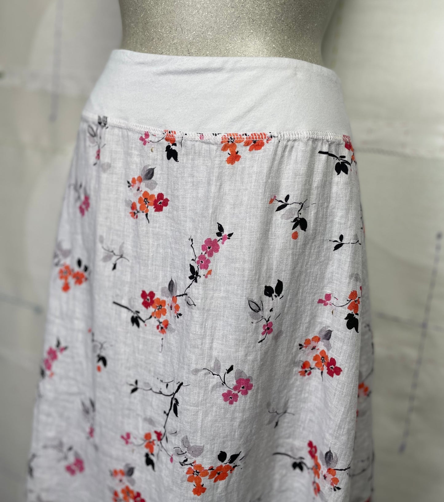 Cut Loose - A-Line Midi Skirt-Aluminum Cherry Blossom Print