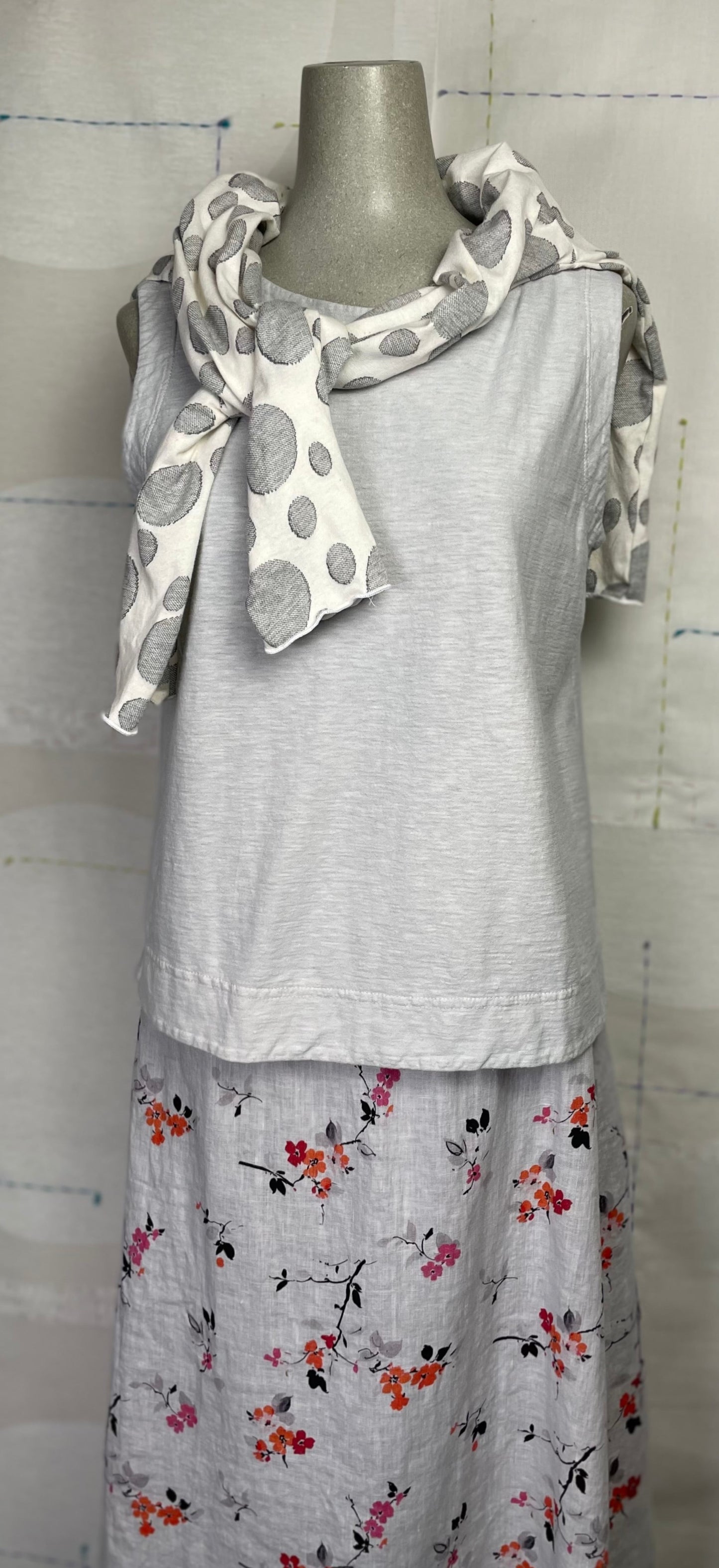 Cut Loose - A-Line Midi Skirt-Aluminum Cherry Blossom Print