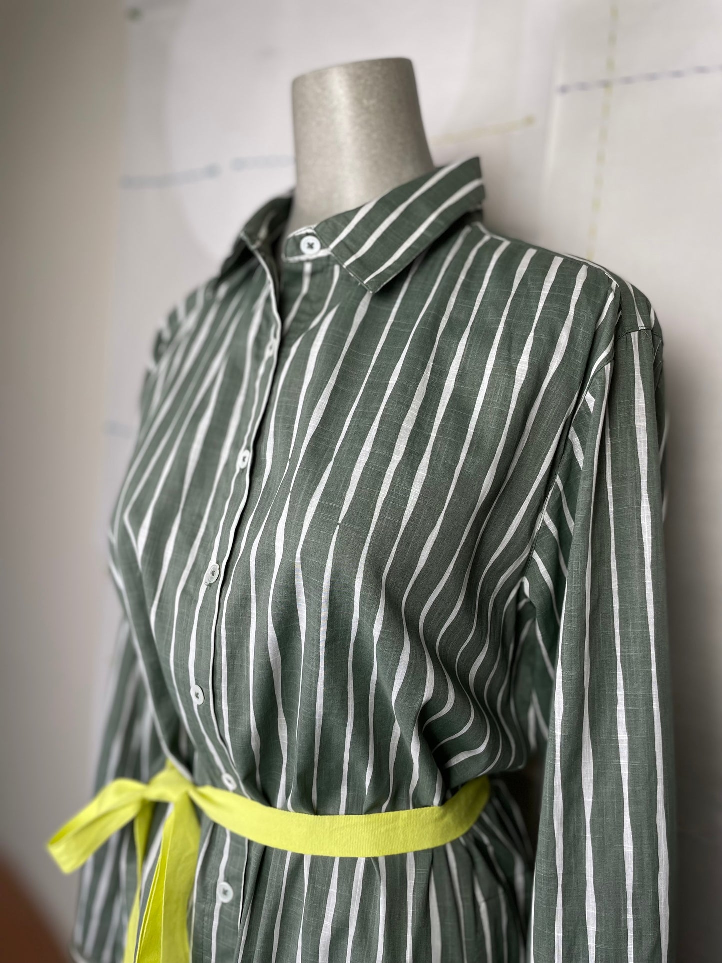 Lilla P  Printed Woven Slub Shirt Dress ~ Artichoke/Rope Stripe