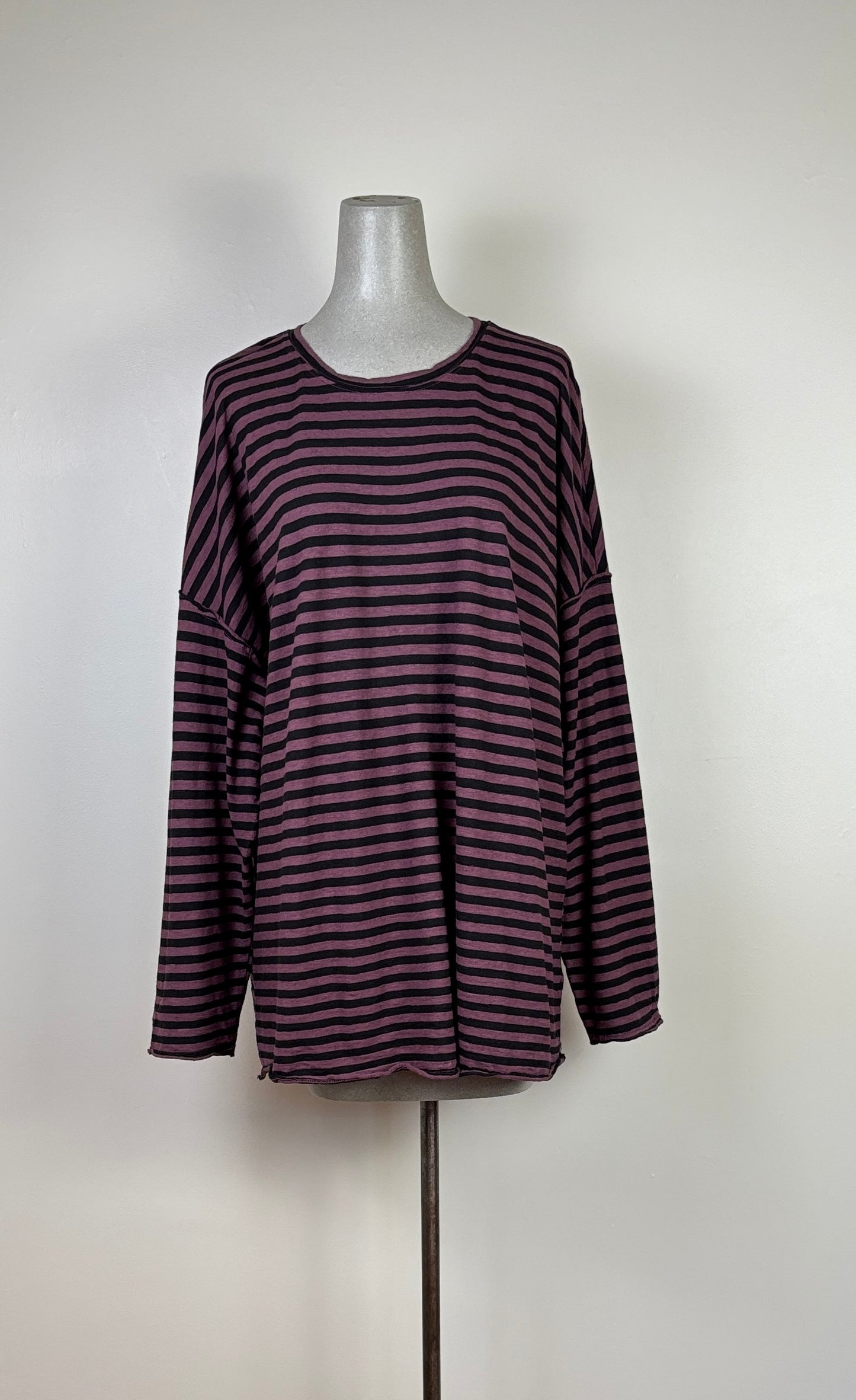 Cut Loose  ~  Oversized Striped T-Shirt - Cinnabark/Black