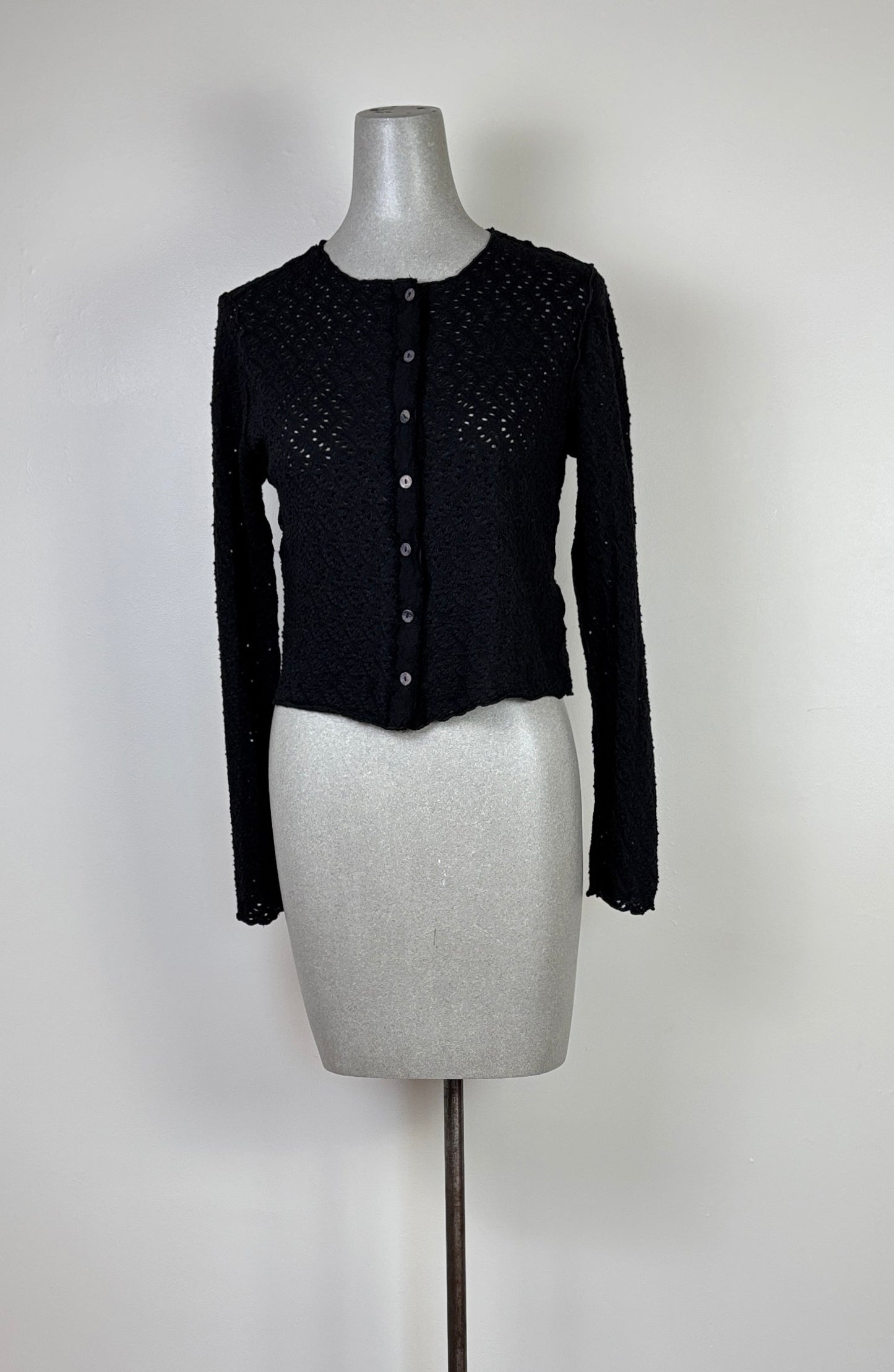 Cut Loose  ~  Crochet Crop Cardigan - Black